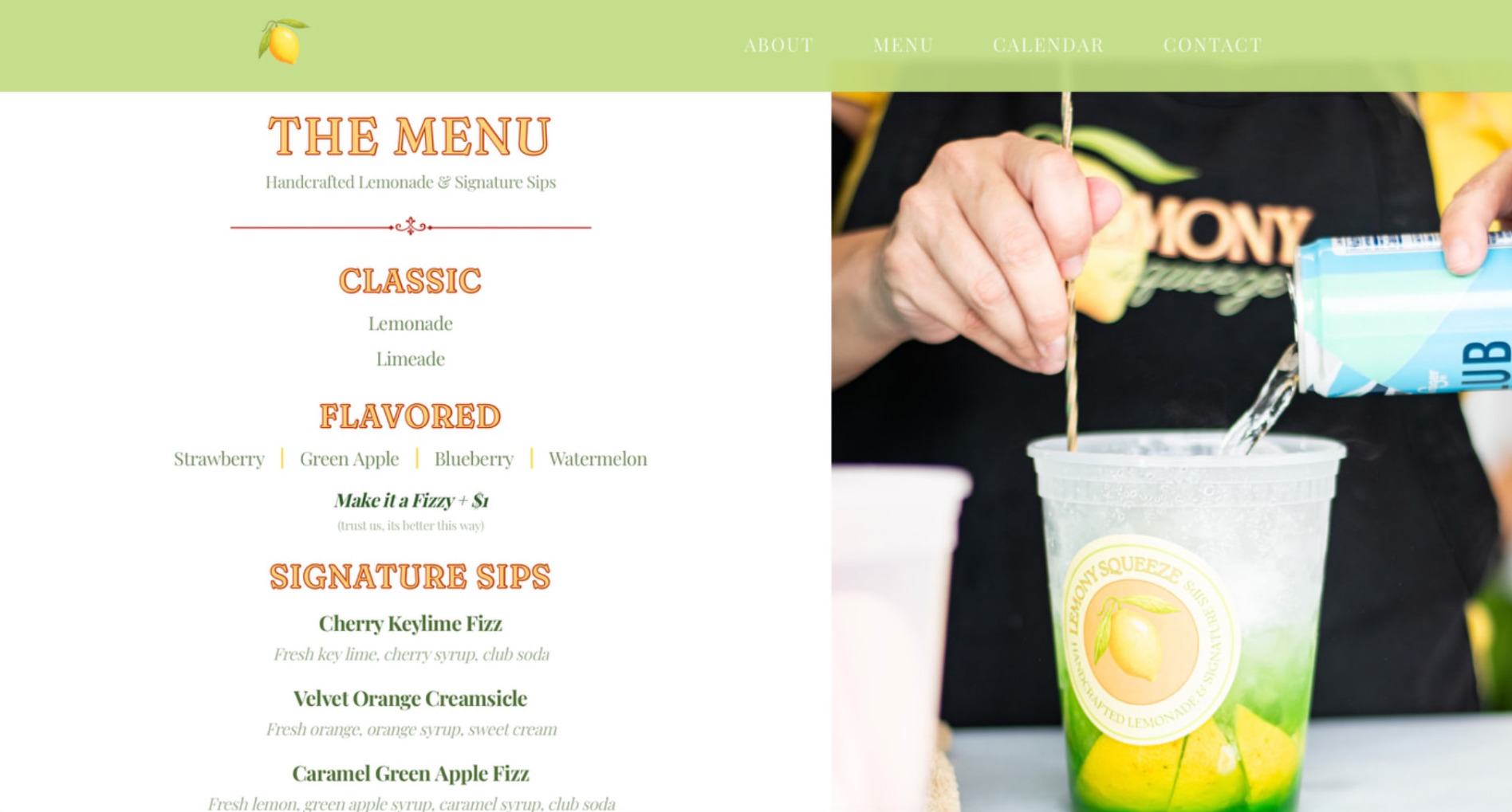 Lemony Squeeze desktop homepage